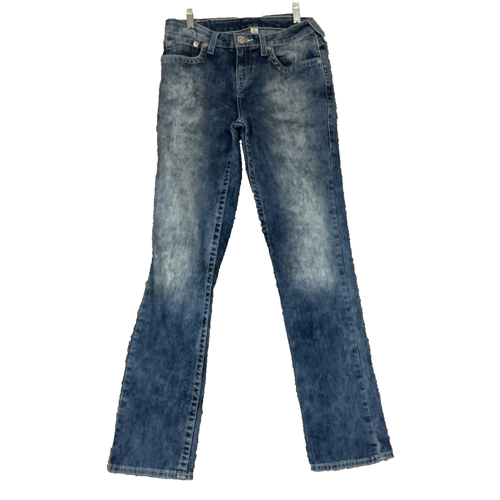 NWT True Religion World Tour Blue Grease Jeans Sz 16 Slim Girls 16 fit Women 6